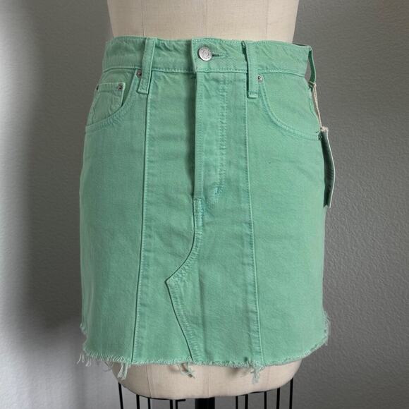 Etica Dresses & Skirts - Etica | NWT High Waisted Green Denim Mini Skirt Size 25"